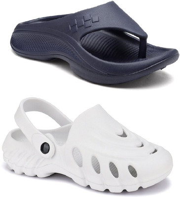 Cogs Men Sandals(White, Navy , 7)