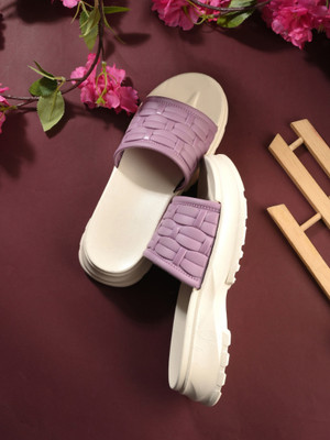 Footox Sandals | Clogs | Ortho | Acupressure Women Heels(Purple, White , 5)