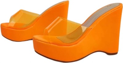 Gloglamp Women Wedges(Orange , 2)