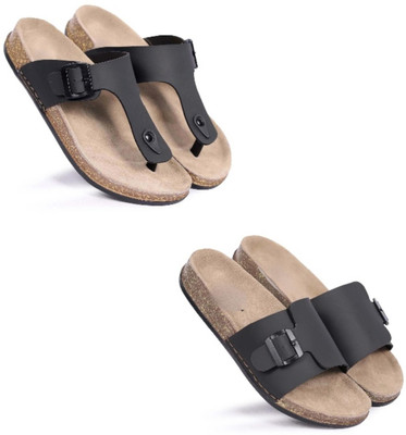 Walkivo Men Sandals(Black, Black , 8)