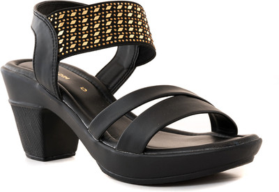 Khadim's Lightweight Comfort Extra Soft Trendy Premium Stylish Women Heels(Black , 6)