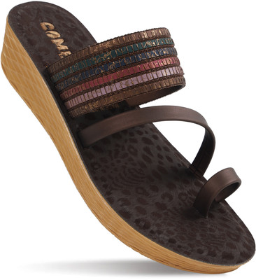 Comfro Women Heels(Brown , 5)