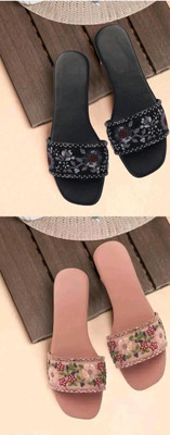 HunarPaon Women Flats(Black, Beige , 4)