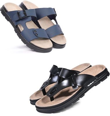 Walkivo Men Sandals(Blue, Black, Beige , 8)