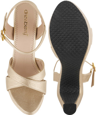 Dressberry Women Heels(Gold , 6)