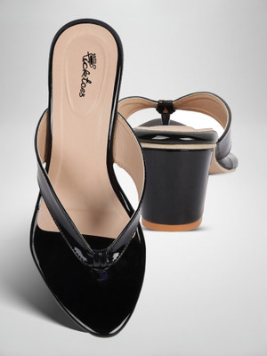 Picktoes PT-R-375 Lightweight Comfort Summer Trendy Premium Stylish Party disigin Women Heels(Black , 3)