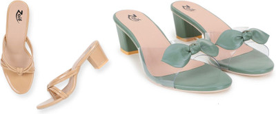 Zaif Women Heels(Beige, Green , 5)