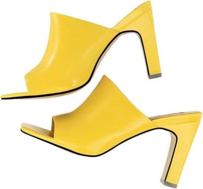 UUNDA Fashion Women Heels(Yellow , 5)