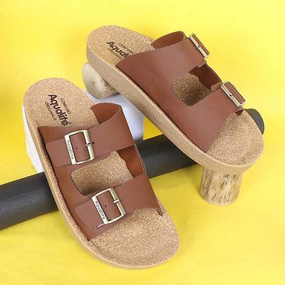Aqualite Men Flats(Beige, Tan , 8)