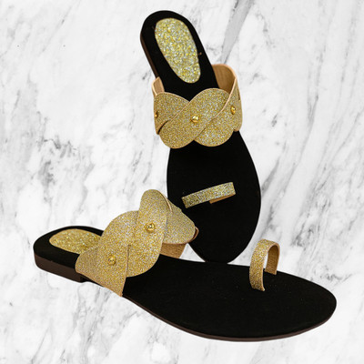 AMAN Women Flats(Gold , 8)