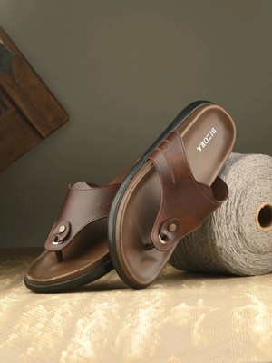 BIZORA Men Sandals Toe Post Slip On Sandals for With Extra Comfort Men Sandals(Brown , 11)