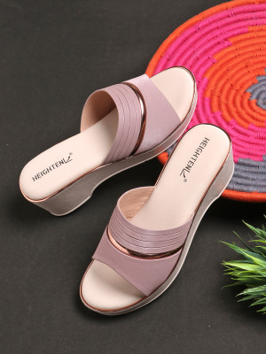 heighten Women Wedges(Purple, Off White , 5)