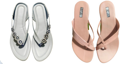 Nicesteps Women Flats(Beige, Grey , 7)