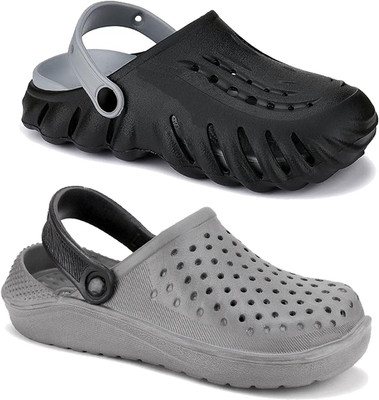 Camfoot Men Sandals(Black, Grey , 8)