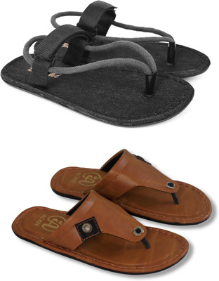 Aishwary Glams Men Sandals(Black, Tan , 10)