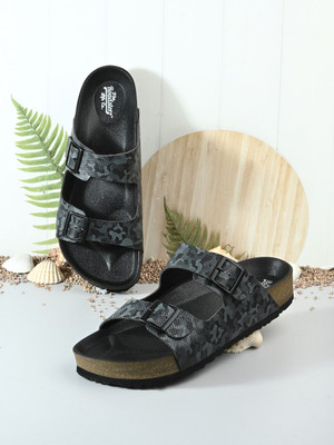 Roadster Trendy Camouflage Print Stylish Double Strap Men Sandals(Black , 9)