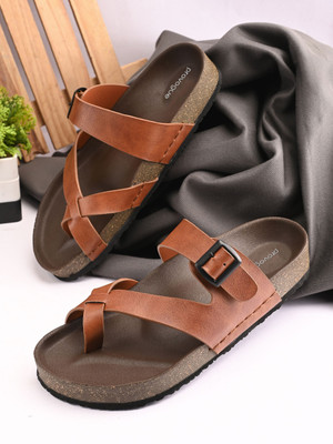 PROVOGUE Men Sandals(Tan, Brown , 10)