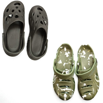 Monrav Men Clogs(Grey, Green , 9)