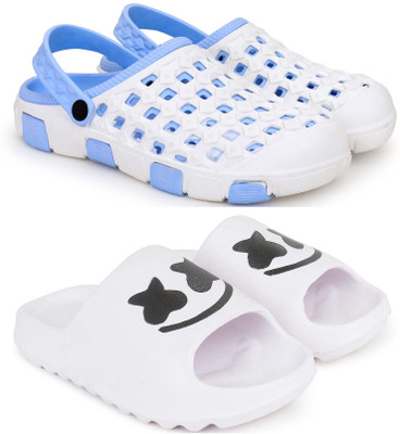 KAPYANSH Men Slippers(Blue, White , 7)