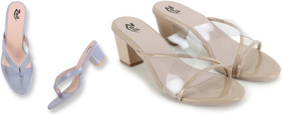 Zaif Women Heels(Beige, Grey , 5)