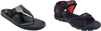 Classica Men Sandals(Black, Red , 10)