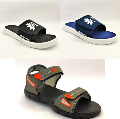 Classica Men Sandals(Black, Blue, Grey, Orange , 8)