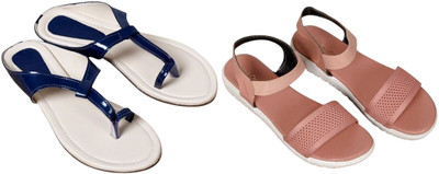 Kuhu Creations Women Flats(Blue, Pink , 4)