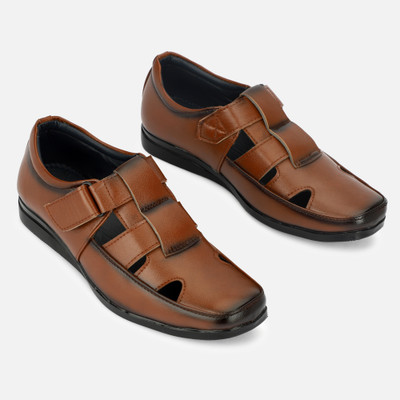 VOBLAND Synthetic Leather Casual/Formal Men Sandals(Tan , 8)