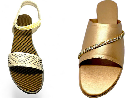 PGSPSOFT Women Casual(Gold, Black , 7)