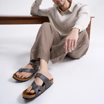 FAUSTO Men Sandals(Black , 10)