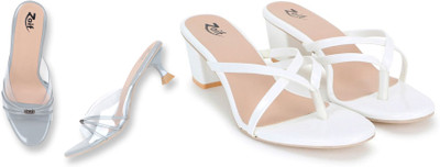 Zaif Women Heels(Grey, White , 4)