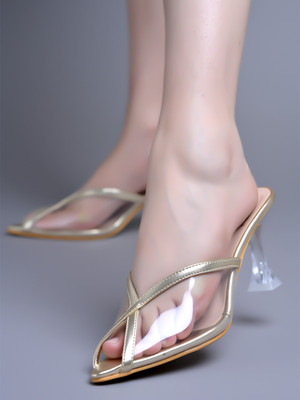 SHOETOPIA Women Heels(Gold , 6)
