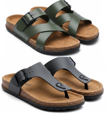 Protoes Footwear Co. Men Sandals(Grey, Olive , 6)