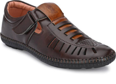 Lorence Fashion Hub LaserCut Casual Roman Sandals For Men (Brown) Casuals For Men(Brown, Navy , 7)