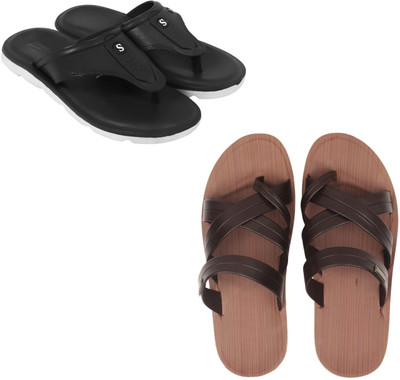 Vomoya Men Sandals(Black, Brown , 7)