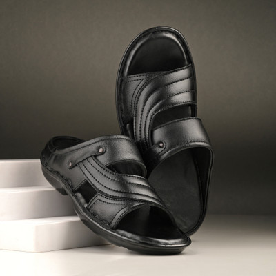 house of common Men Sandals(Black , 7)