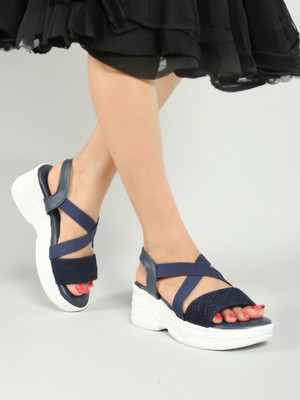EVOLTAR Women Wedges(Blue , 8)