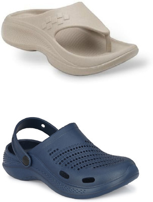 DEFLOW Men Sandals(Navy, Beige , 7)