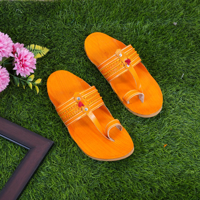 DFR Ethnic Sandals Men Rajasthani Slippers Men Casual(Tan , 10)