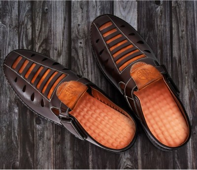 Foxyfoot Men Sandals(Brown , 6)