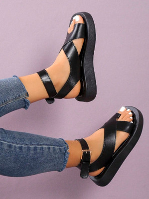 UUNDA Fashion Women Wedges(Black , 3)