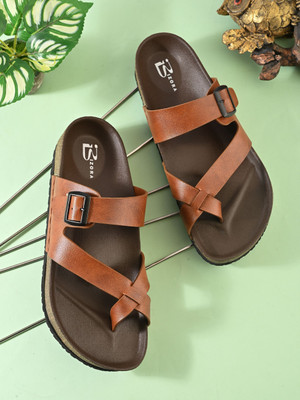 BIZORA Men Sandals(Tan, Brown , 7)