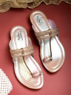 NatShuz NatShuz Casual & Formal stylish Sandals| Slippers For Women For Party Women Beige Flats