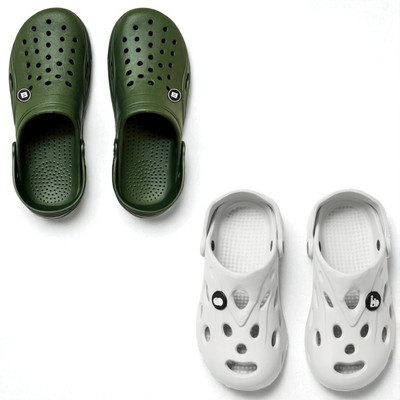 Monrav Men Clogs(Green, Off White , 8)