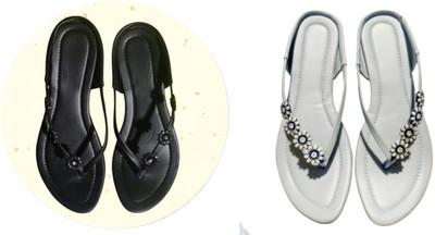 Nicesteps Women Flats(Black, Grey , 5)