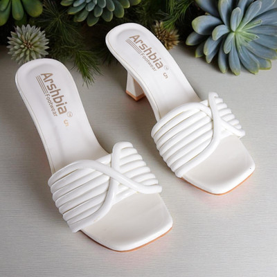ARSHBIA Women Heels(White , 7)