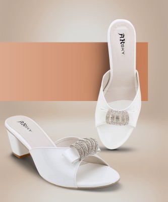 ZEBIN Women White Heels