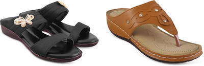 hunyza footwear Women Flats(Black, Brown , 7)