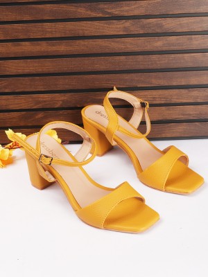 Dressberry Women Heels(Yellow , 3)