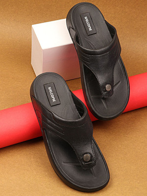 WELCOME Lightweight with Arch Support Durable Anti-Skid & Stylish Dailywear| Men Sandals(Black , 7)